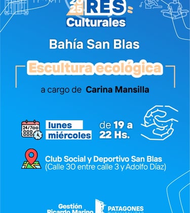 TALLERES CULTURALES DE PATAGONES BRINDÓ EL TALLER PRIMERO EN ESCULTURA RECICLADA  EN BAHIA SA