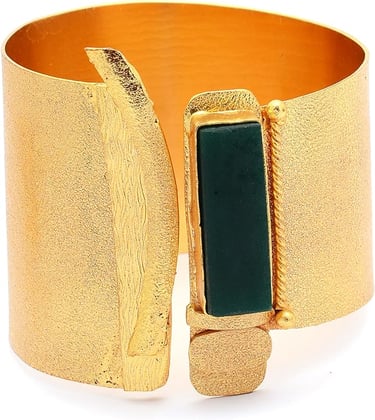 Solid Brass Gold Tone Cuff Statement Bracelet