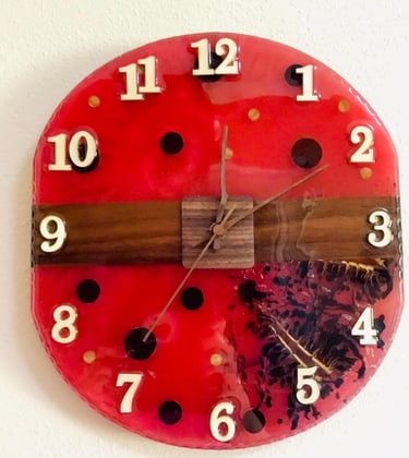 This product is manufactured to order. 13''Modern Epoxy and Wood Wall Clock, Wooden and Epoxy Clock 