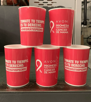 Etiquetas inMould para Buplasa y su apoyo a la campaña de Avón para la prevención y tratamiento.