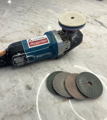 Polisher with allstone inc logo and phone number