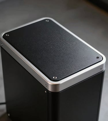 High-end photography of an industrial grade terminal. Soft matte black finish, crisp silver edges. North American design. Studio lighting.