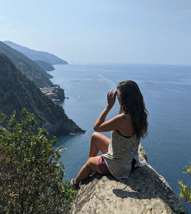 taking in the view in Cinque Terre, Italy