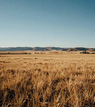 Wide-angle photography of an expansive fertile land plot in the Santa Fe region, South American landscape under a clear sky. The image emphasizes the potential for development and professional land management.