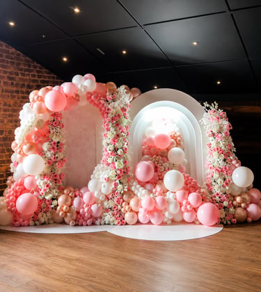 Luxury pink balloon backdrop for girls birthday party in Liverpool