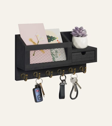 Picture of FifthQuarter Key and Mail Holder for Wall B-Black