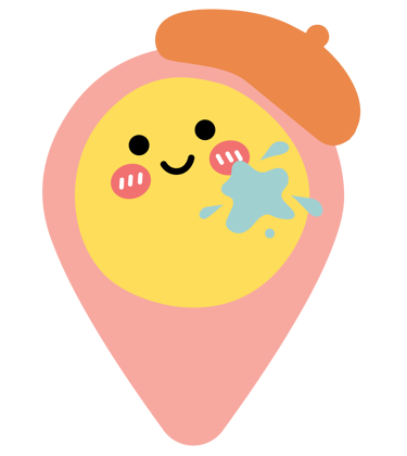 a location pin with smiley face