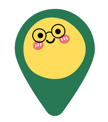 a location pin with smiley face