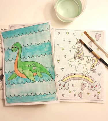 Paint with water and brushes