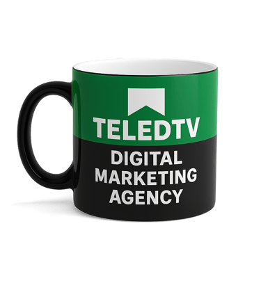 a mug cup of coffee with a television on the side