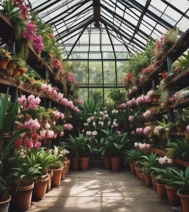 Our cymbidiums are grown inside to protect them from the weather. A glass greenhouse is just one way