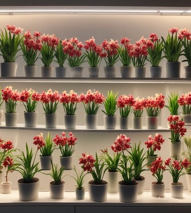 cymbidiumsonshelveswithorangeblooms