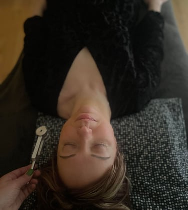 a woman during individual sound therapy session
