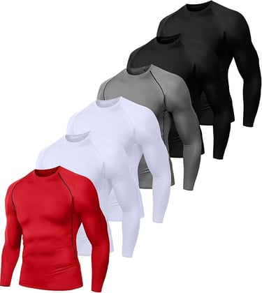 Holure Men's (Pack of 1 or 3 or 5) Cool Dry Compression Short/Long Sleeve Sports Baselayer T-Shirts 
