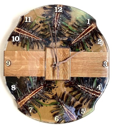 13''Modern Epoxy and Wood Wall Clock, Wooden and Epoxy Clock for Wall, Epoxy Wall Clock, Wooden Wall