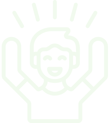 Icone d'une personne souriant les mains en l'air 