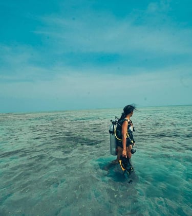 Lady with Scuba Equipment in Havelock Island