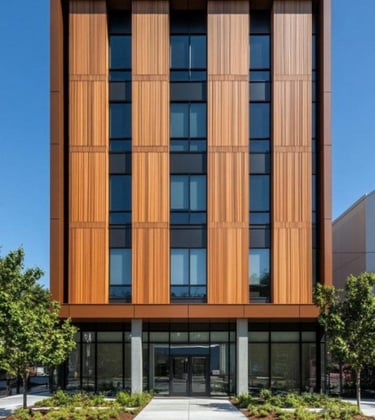 Immeuble moderne avec bardage bois vertical – façade design