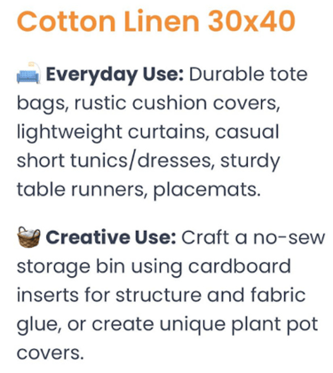 cotton linen fabric use