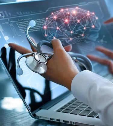 Man pointing at a wavi scan on laptop