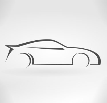 "Illustration minimaliste d’une voiture de sport stylisée en noir sur fond clair