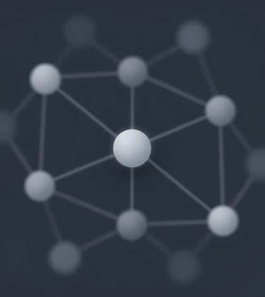 A sleek, professional abstract graphic showing interconnected nodes and structures, illustrating complex institutional systems. Dominated by #0F1D2C and #94A7B7.