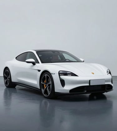 A white high-end luxury car in a minimalist studio setting with dramatic lighting. The image emphasizes the premium build quality and exclusive status, utilizing a palette of #B8CEDE for highlights and #0A1128 for depth.