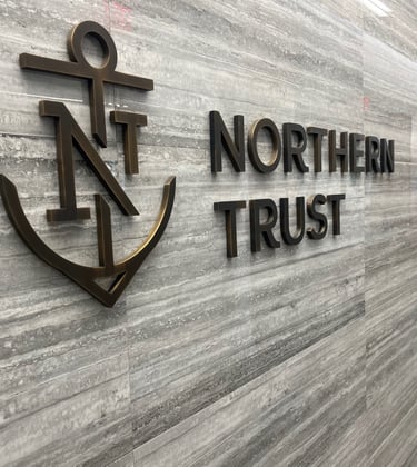 Interior custom bronze logo