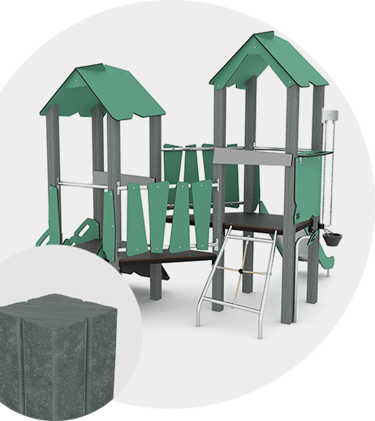 Žaidimų aikštelių kompleksai iš medienos kompozito