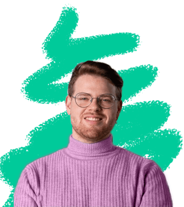 Mi foto de perfil. LLevo un jersey rosa y gafas. 