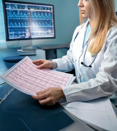 Exames do coração em consultório médico de cardiologia em Foz do Iguaçu