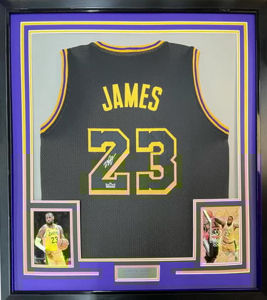 Framed Facsimile Autographed LeBron James 35x39#23 Los Angeles LA Black Mamba Jersey
