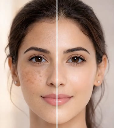 Meei pigment care face serum. after and befor use results.