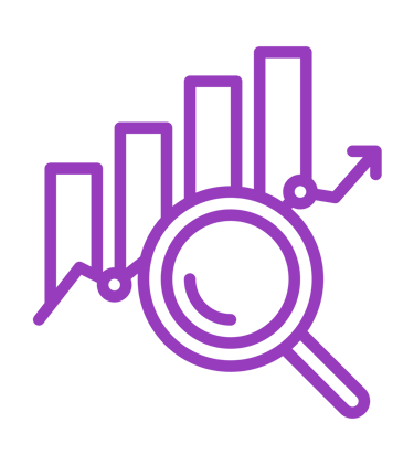 Un graphique  croissant avec une  loupe