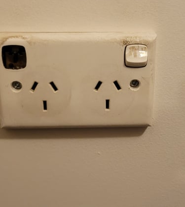 a close up of a damaged power point