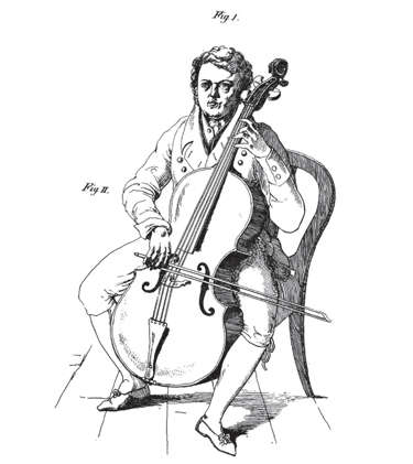 Dotzauer plays the cello with no endpin