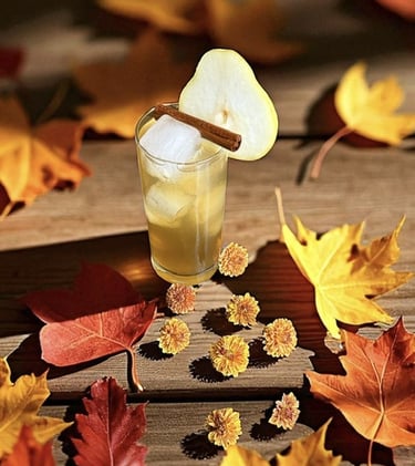 Golden Orchard Mule, pear and vanilla Brandy Mule craft cocktail by Kelsie Bender