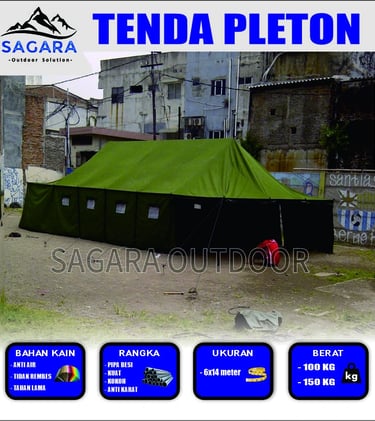 tenda pleton berukuran 6x14m cocok di gunakan untuk kegiatan bantuan bencana