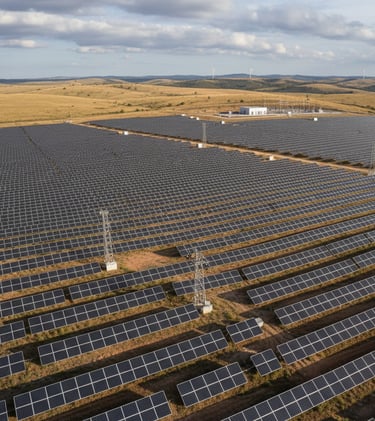 Grand champs de panneaux solaires vue de haut