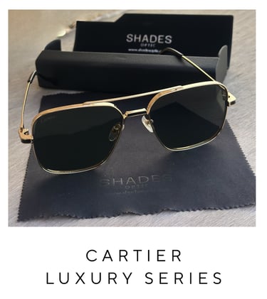 Cartier Santos de Cartier Aviator Sunglasses Gold and Black Edition with signature screw 