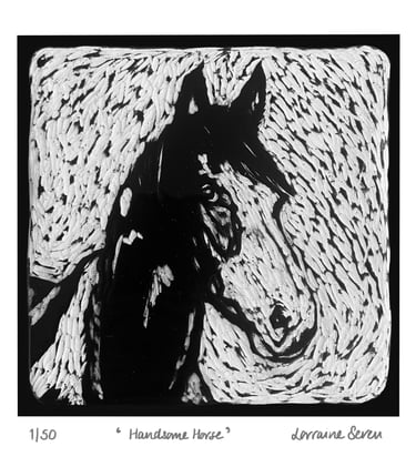 Limited edition giclee print of a clay tile featuring a horse