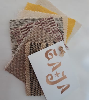 variety of hemp fabrics in a swatch book