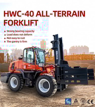 Brand New 61.5kw HWC-40A All Terrain Forklift description image