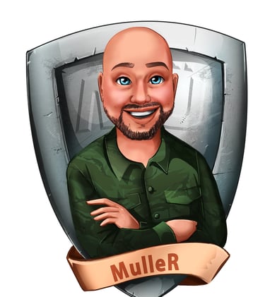 a cartoon character with a shield and a banner