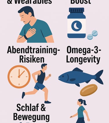 Long‑COVID & Wearables, Melatonin‑Boost, Abendtraining‑Risiken, Omega‑3‑Longevity, Schlaf & Bewegung