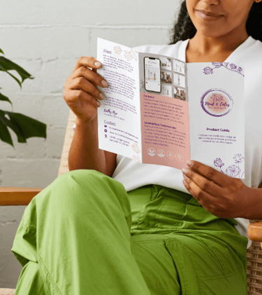 woman reading a brochure
