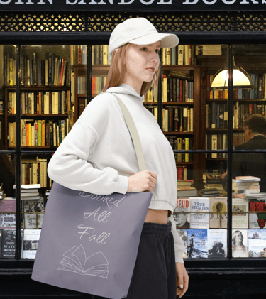Booked All Fall tote bag for book lovers – autumn reading tote with cozy fall design