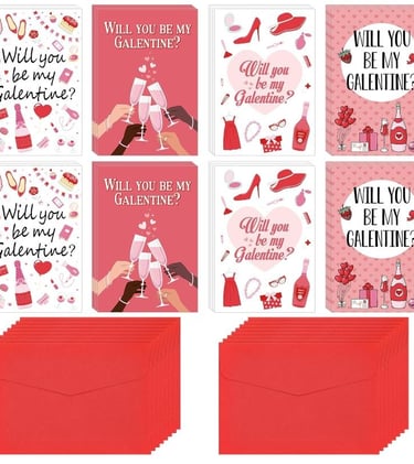  Harloon 20 Pcs Happy Galentine's Day Cards for Friends with Red Envelopes Retro 