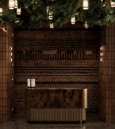 Bespoke restaurant reception desk design Dubai