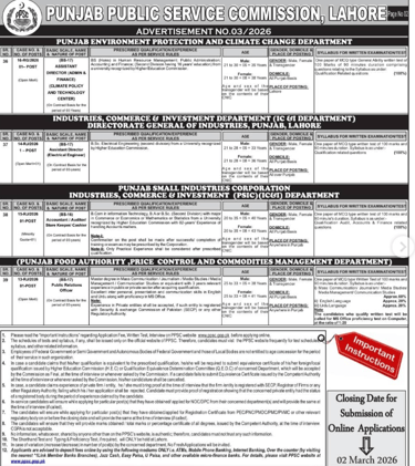 PPSC Advertisement No. 03/2026 blog feature image showing the latest Punjab government job vacancies
